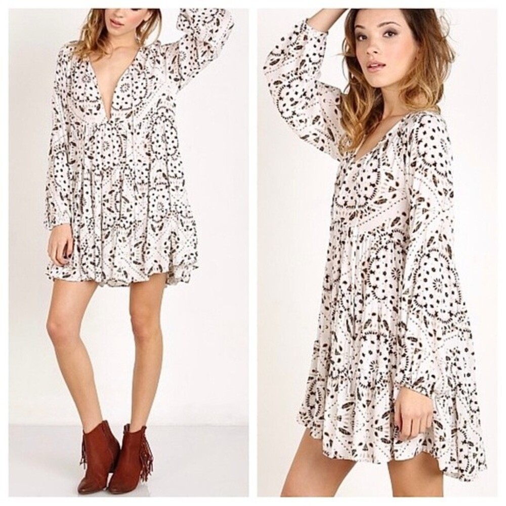 Jen's Pirate Booty Gem Babydoll Shift Dress Antique White Black Neutral XS